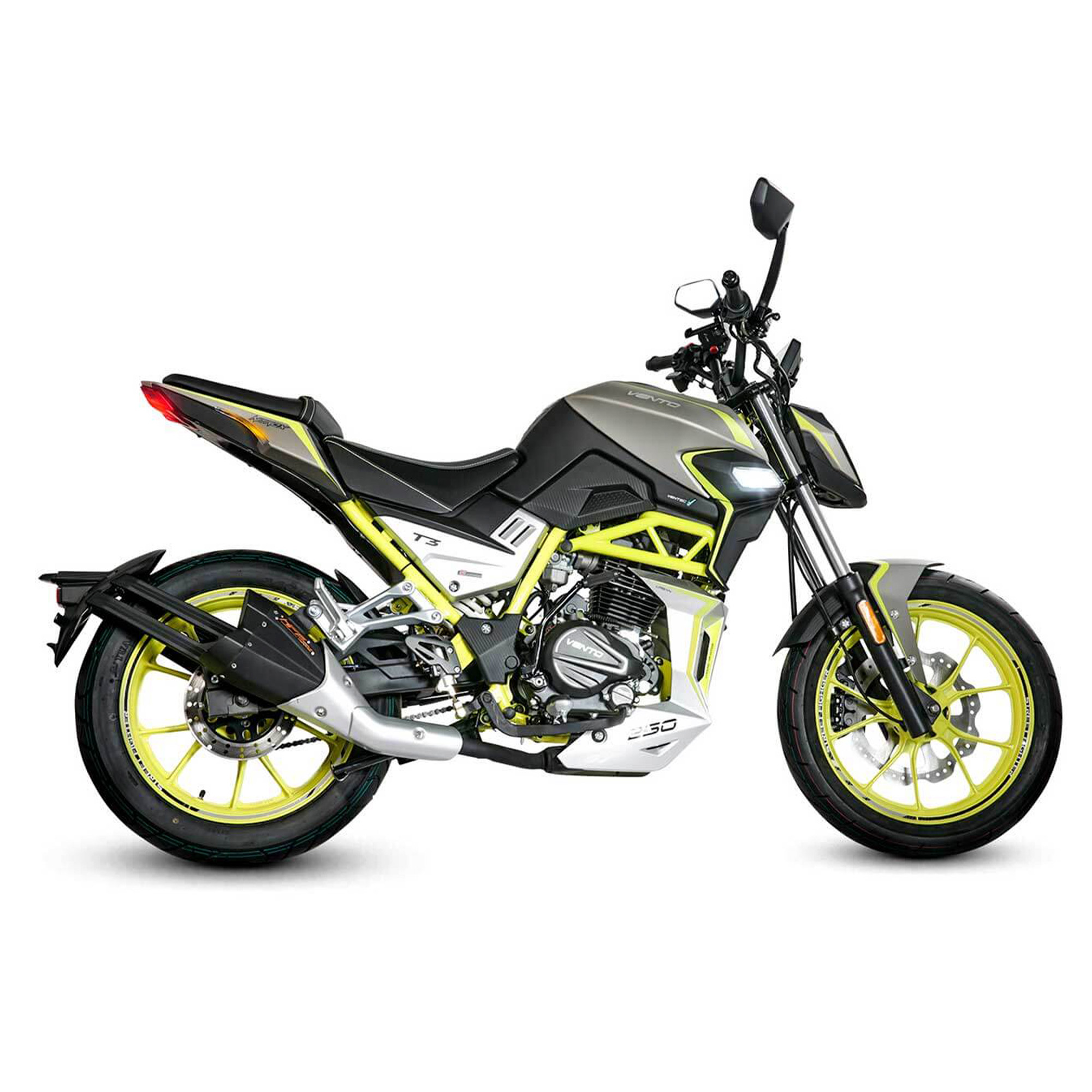 Motometa Detalles Motocicleta Vento Nitrox 250 T3 Gris Amarillo 2024