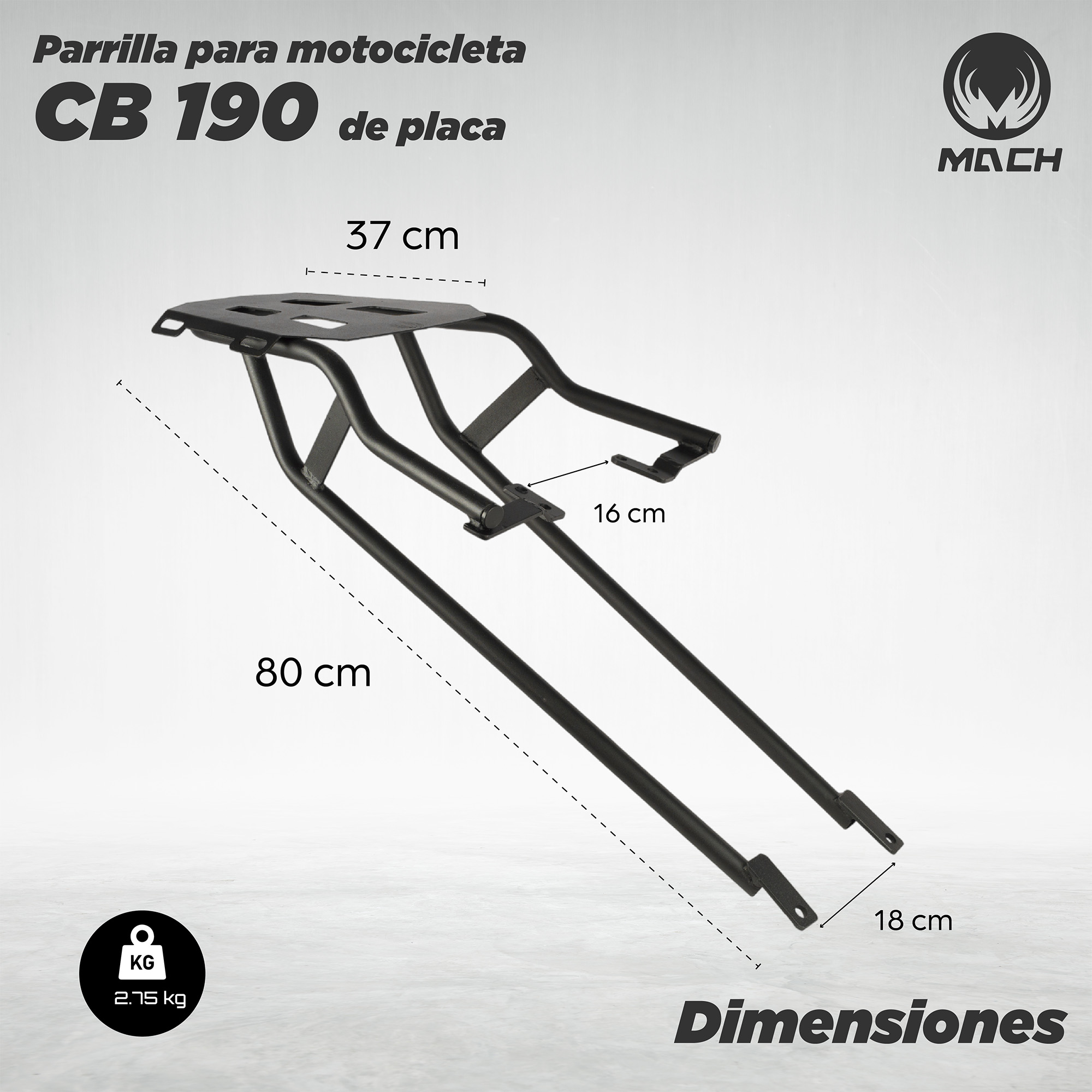 Motometa Detalles Parrilla Para Motocicleta CB 190 De Placa