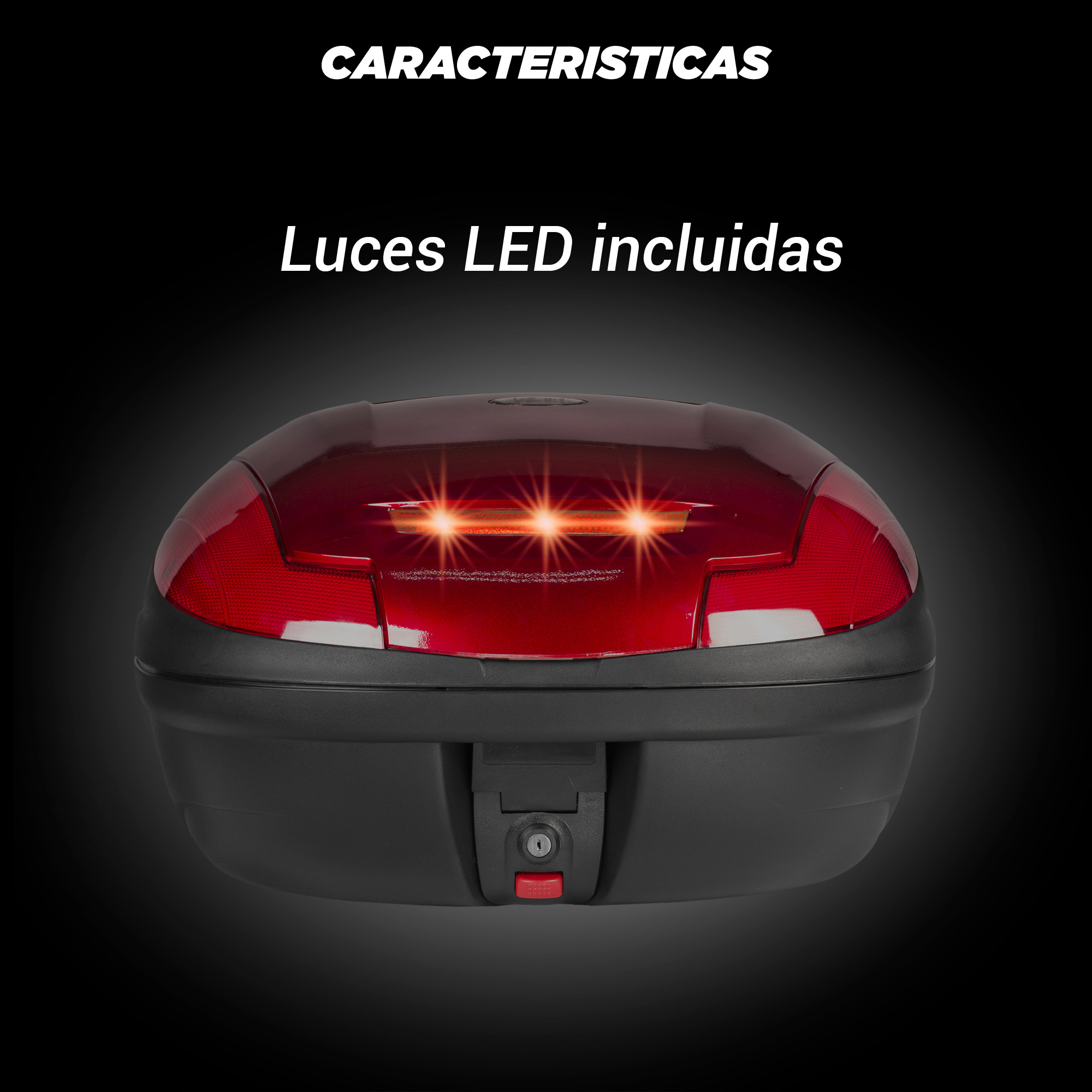 Motometa Detalles Caja Porta Equipaje Para Motocicleta L Roja Con Led