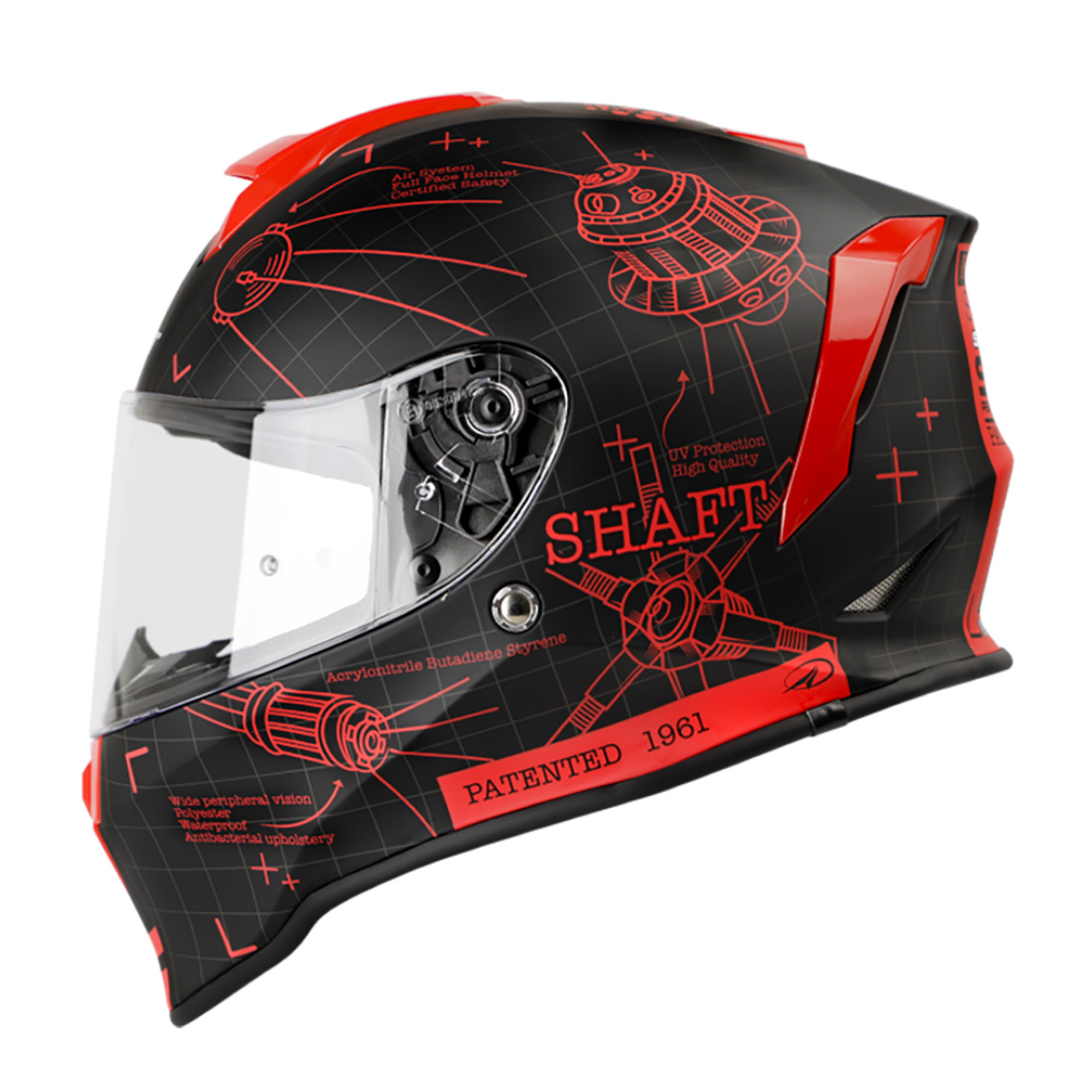 Motometa Detalles Casco Shaft Integral SH551 Negro Matte/Rojo Talla XL