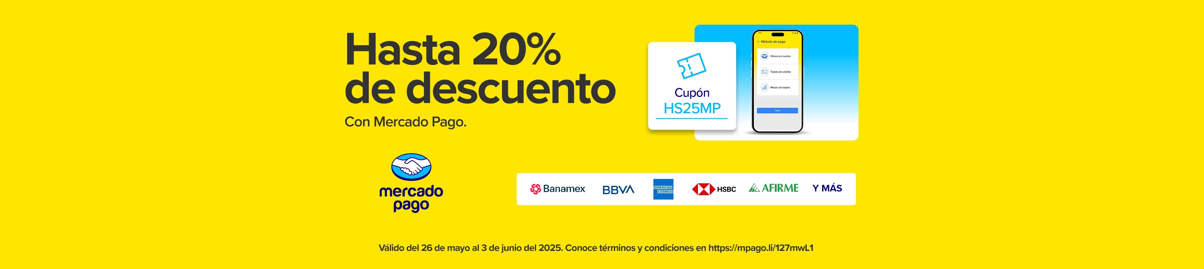 Del 10% a 20% OFF con el cupón HS25MP