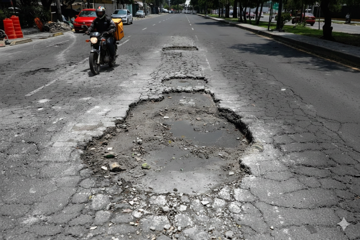 Rodar en CDMX: cómo los baches se volvieron uno de los mayores riesgos para motociclistas